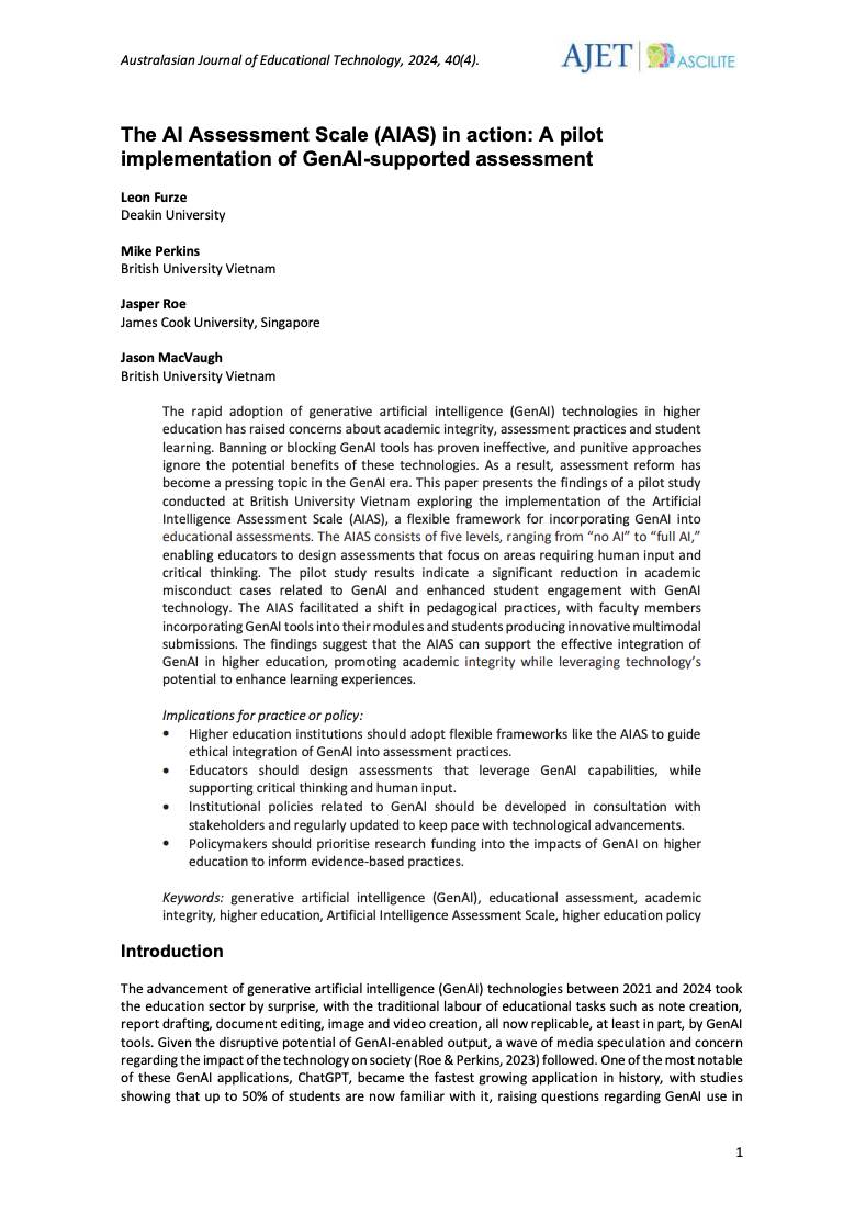 The AI Assessment Scale in Action