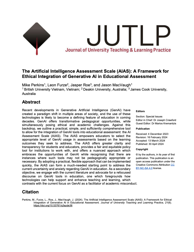 The Artificial Intelligence Assessment Scale (AIAS)