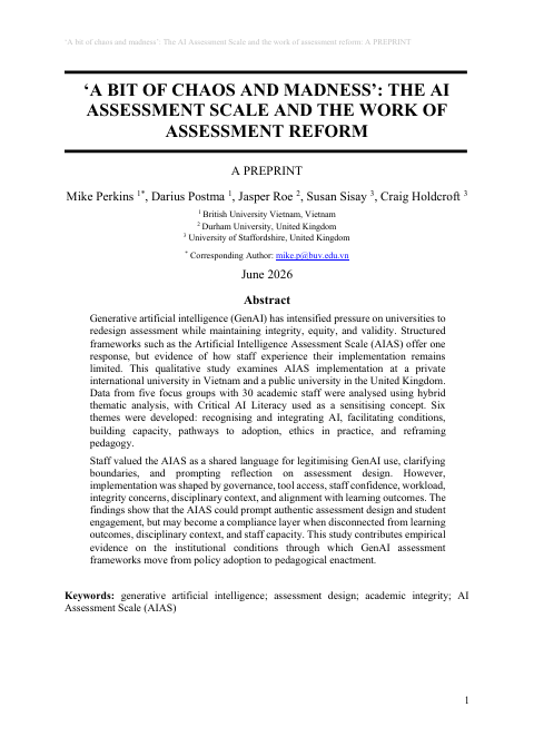Cover: ‘A bit of chaos and madness’, arXiv preprint